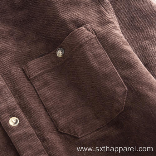 Men's Coffee Color Corduroy Shirt Jacket